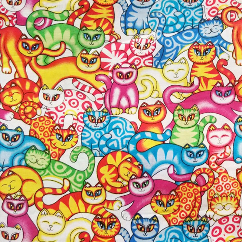 ZENGIA 50x140 см с рисунком кота из мультфильма 100% хлопчатобумажная ткань для