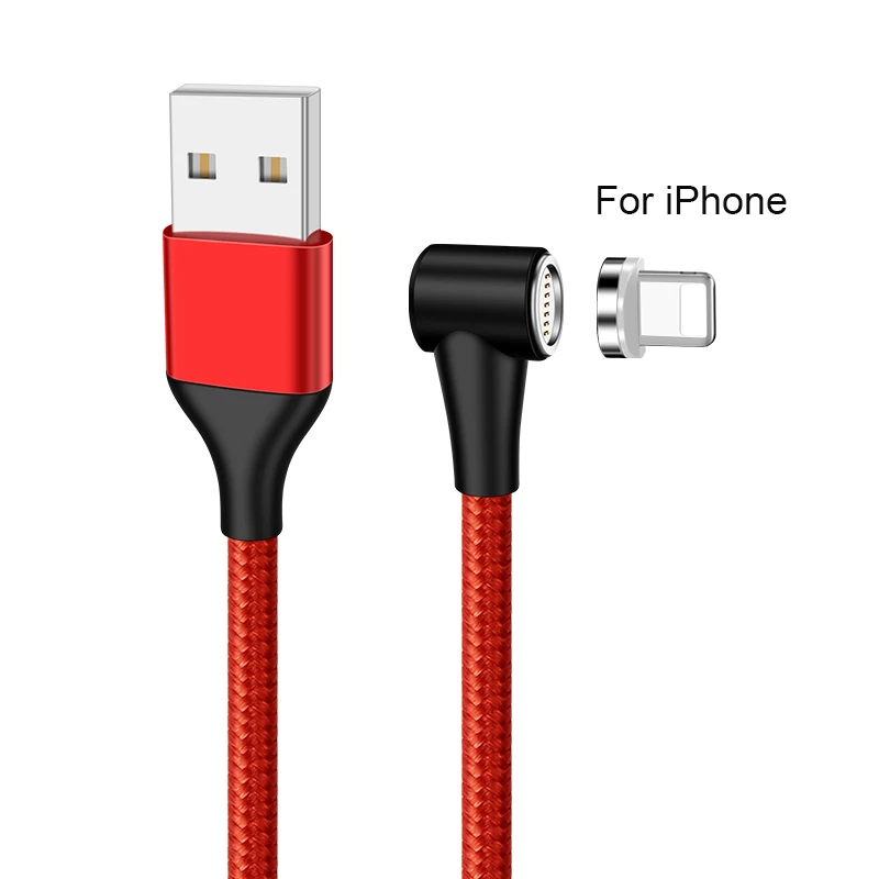 Магнитный Micro USB кабель для iPhone 11 Pro Max провод для быстрой зарядки usb type C L изгиб магнит провод мобильного телефона для samsung 3.0A - Цвет: Red iOS Cable