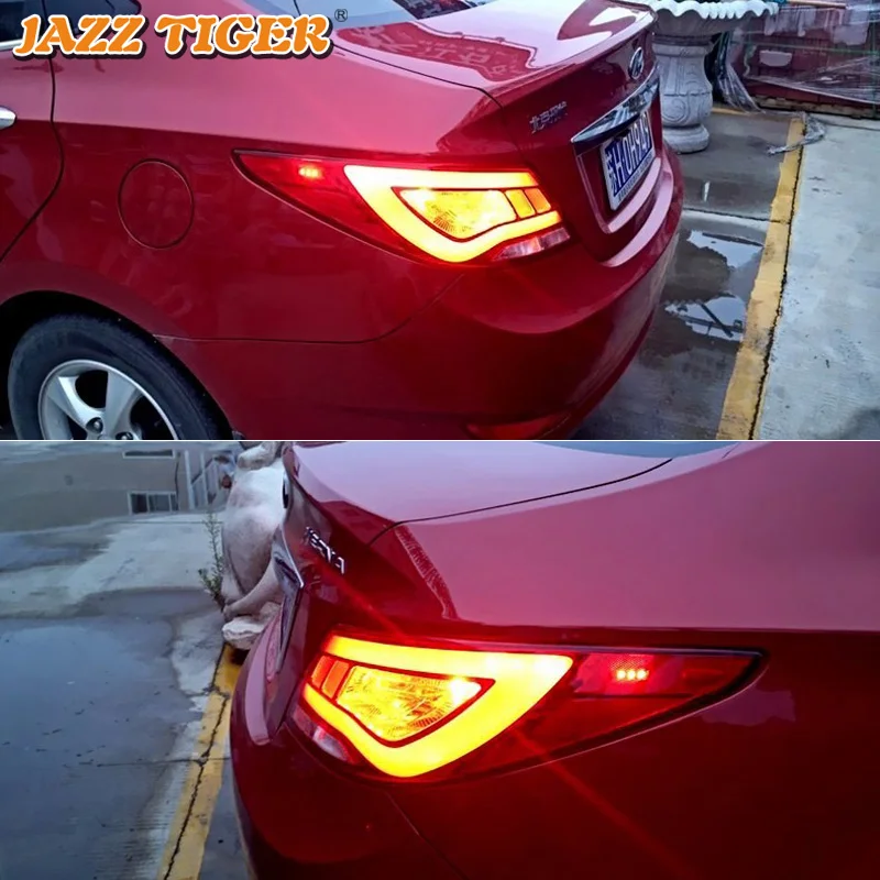Автомобильный светодиодный задний фонарь для hyundai Accent Solaris 2012 2013 задний противотуманный фонарь+ стоп-сигнал+ Задний сигнал поворота