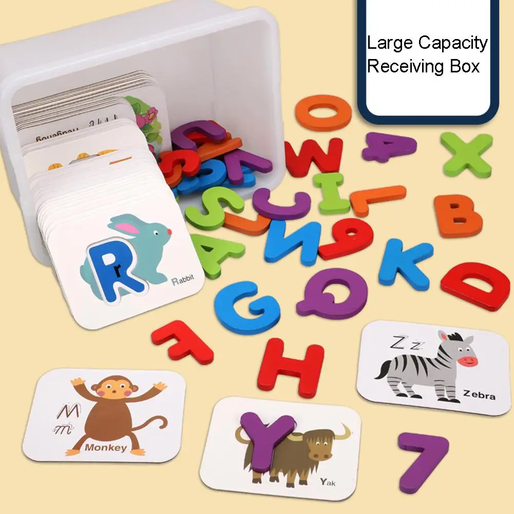 

Wooden A-Z Alphabet Letters Animal Number Card Puzzle Recognition Infant Baby Learning Educational Toys