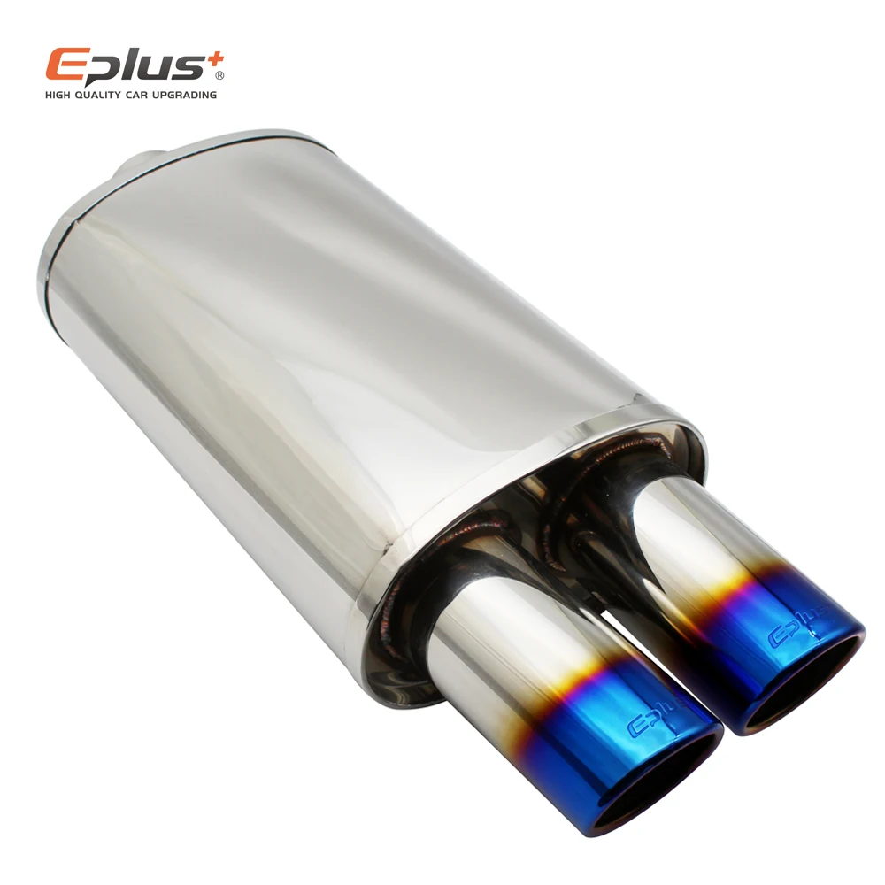 

Car Accessories Exhaust Systems Muffler Pipe M Drum Universal Stainless Burned Blue Silver Silencer Double Export 63MM 76MM