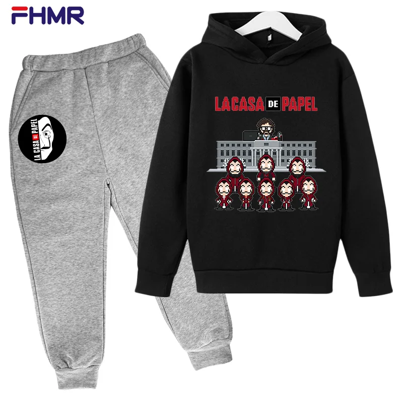 

4-14 Years Old Spring and Autumn Fashion Anime Hoodie Pants 2-piece Set Cartoon Printed Sportswear Boys and Girls Clothing Set