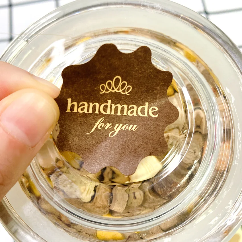 1200 шт./лот цветок круглый дизайн ручная работа для вас наклейка из крафт бумаги с