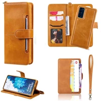 detachable wallet case for samsung s20 fe folio pu leather card holder strap tpu back phone cover for galaxy s20 ultra s20 plus