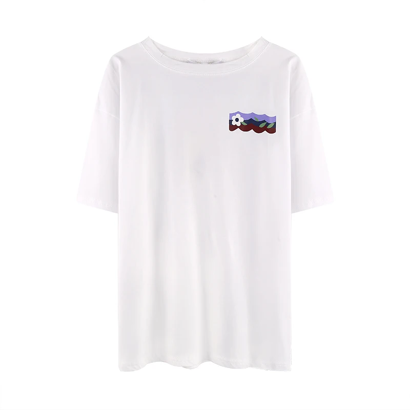

Casual Cotton Basic T-shirt Women Loose Short Sleeve Knitted Tee Shirts Female Solid Tees Ladies Summer Tops Harajuku New A117