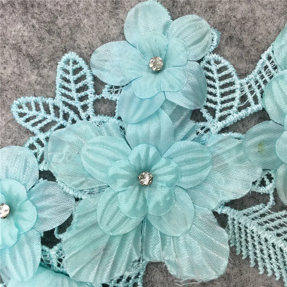 Новый стиль Голубое озеро Цветочная аппликация украшенная жемчугом DIY кружевной