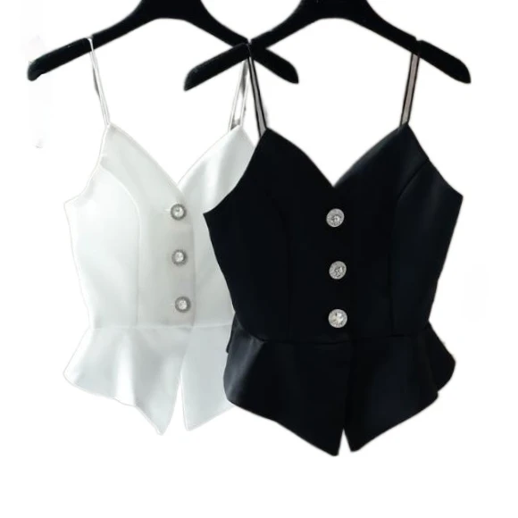 Сексуальный женский топ с баской симметричный сексуальный на бретелях оборками