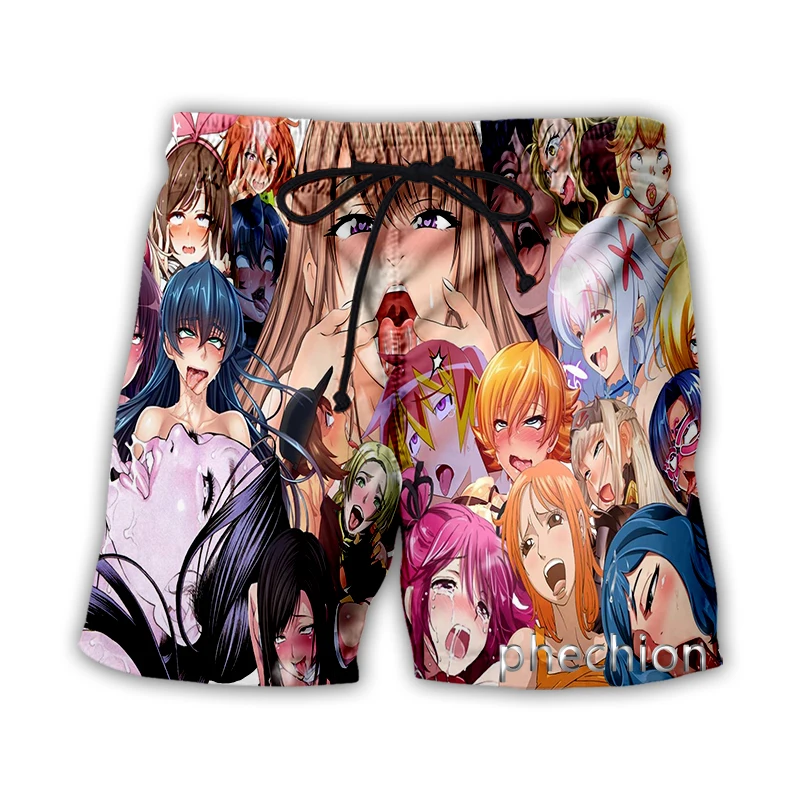 Phechion новые модные мужские/женские аниме Ahegao 3D Печатные повседневные короткие