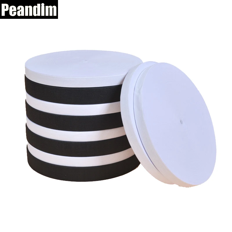 Фото PEANDIM, Ширина 1,5 см, ширина 30 метров, для самостоятельного шитья, эластичная лента, цвет черный/белый, на выбор №2