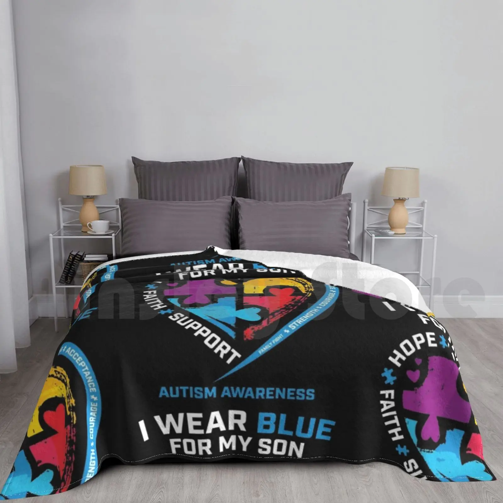 

I Wear Blue For My Son Autism Awareness Gifts For Mom Dad Blanket For Sofa Bed Travel Autism Awareness Autism