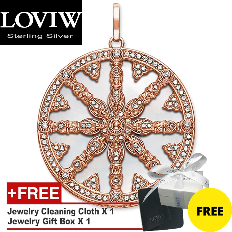 Кулон из розового золота Карма колеса Новая мода 925 стерлингового серебра