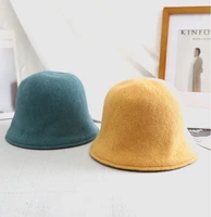 new simple style autumn winter female soft woolen warm double side wear retro outing ease match solid color hot sale bucket hat