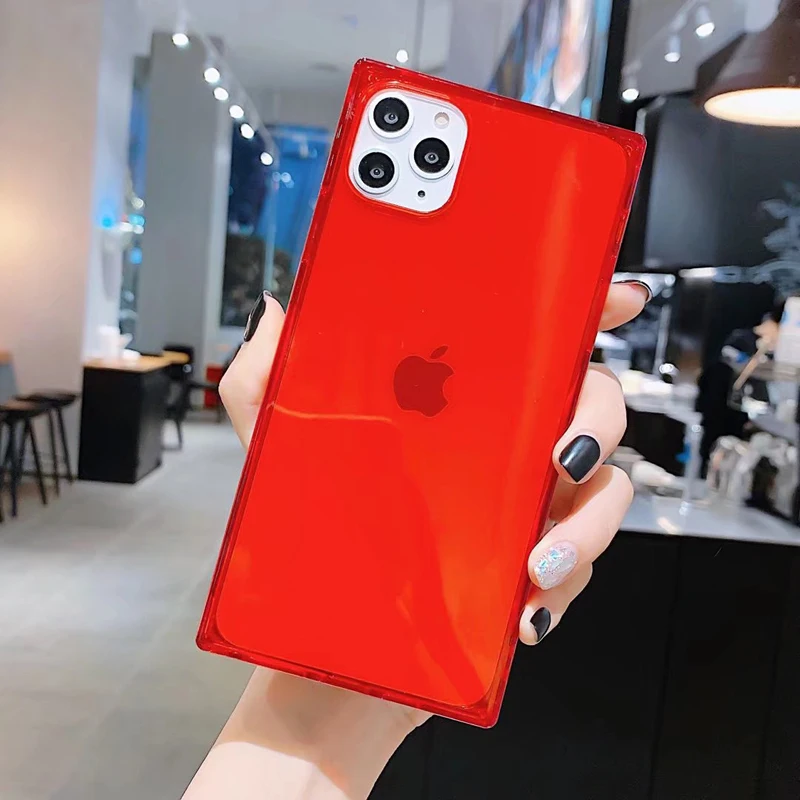 Модный квадратный чехол карамельных цветов для iPhone SE2 11 12 Mini Pro XR XS Max мягкий