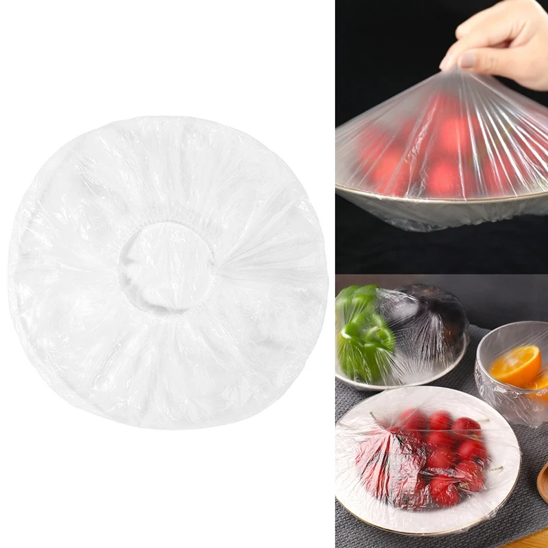 

100 шт. одноразовая пластиковая пленка, крышка чаши, эластичные пищевые пылезащитные крышки, пластиковая оберточная крышка, кухонные аксессу...