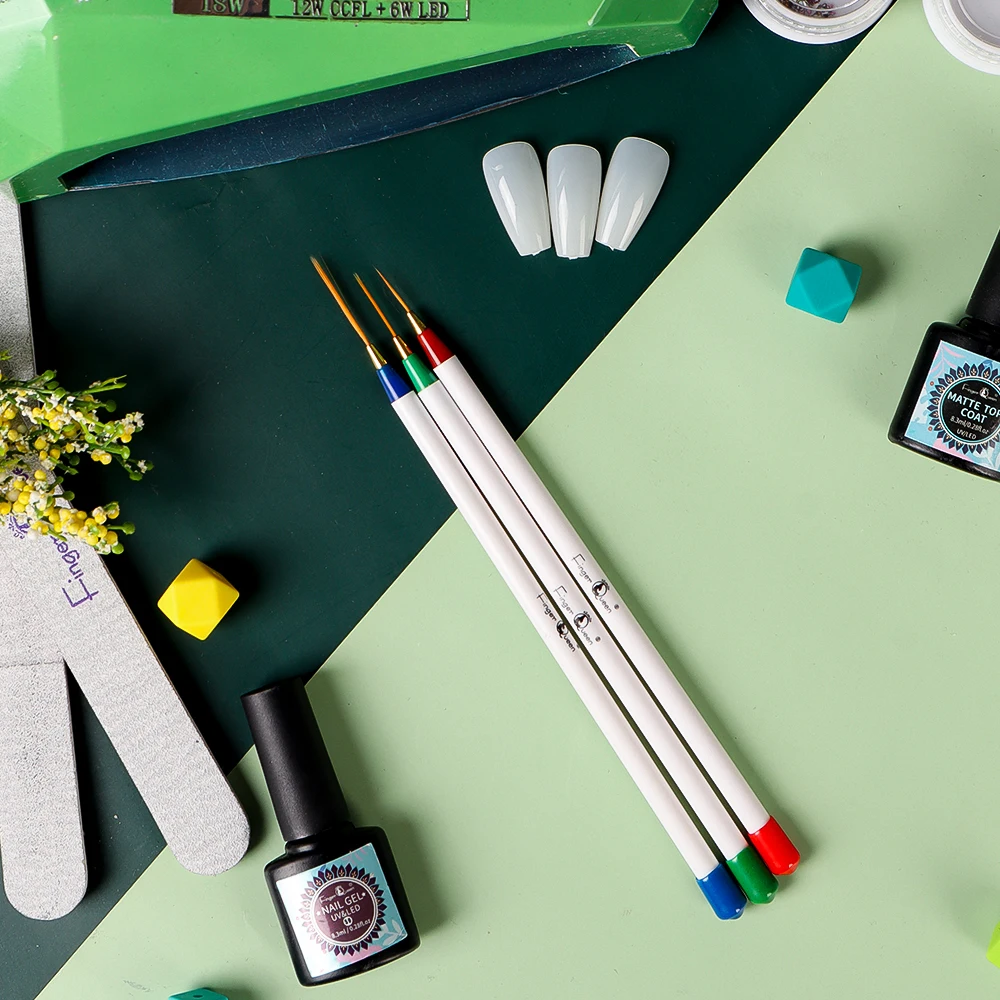 

3Pcs Plastic Handle Nail Brush For Nails Art Manicure Tool Gel UV Polish Line Painting Drawing Brushes For Nail Design Equipment