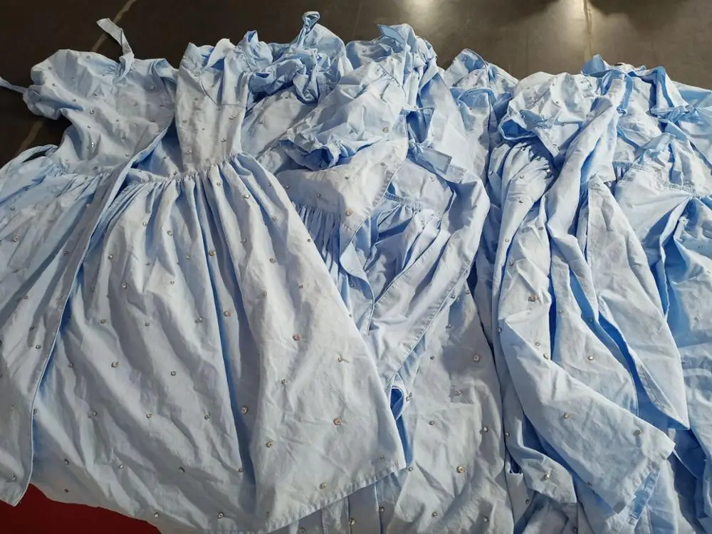 

Summer Designer Fashion Women Runway New Arrivel V-Neck Blue Luxury Beading Pleated Belt Party Dress