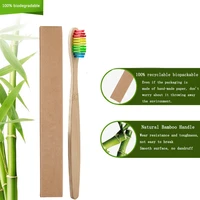 10pcs eco friendly rainbow toothbrush bamboo soft fibre toothbrush biodegradable teeth brush solid bamboo handle toothbrush