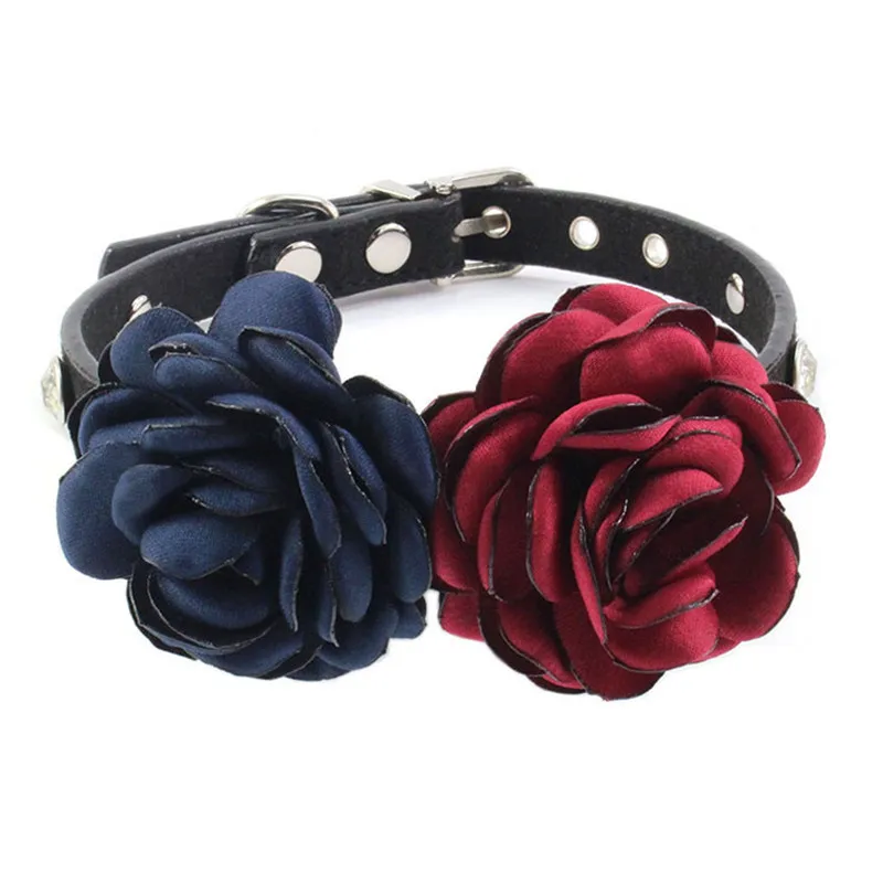 Ошейник для собак и кошек ювелирные изделия стразы розы цветок ошейник маленьких
