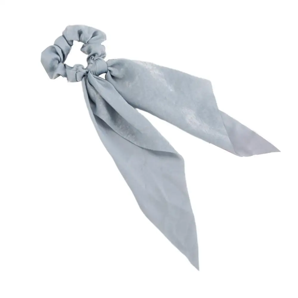 light grey Бохо Лук атласная Длинная лента конский хвост шарф для волос резинка для волос аксессуары для волос - Цвет: light grey