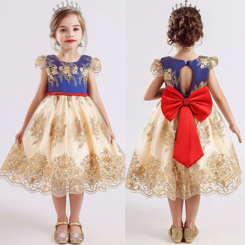 

Wedding Birthday Dresses For Girls 3-8 Years Elegant Party Sequins Tutu Christening Gown Kids Children Formal Pageant Clothes