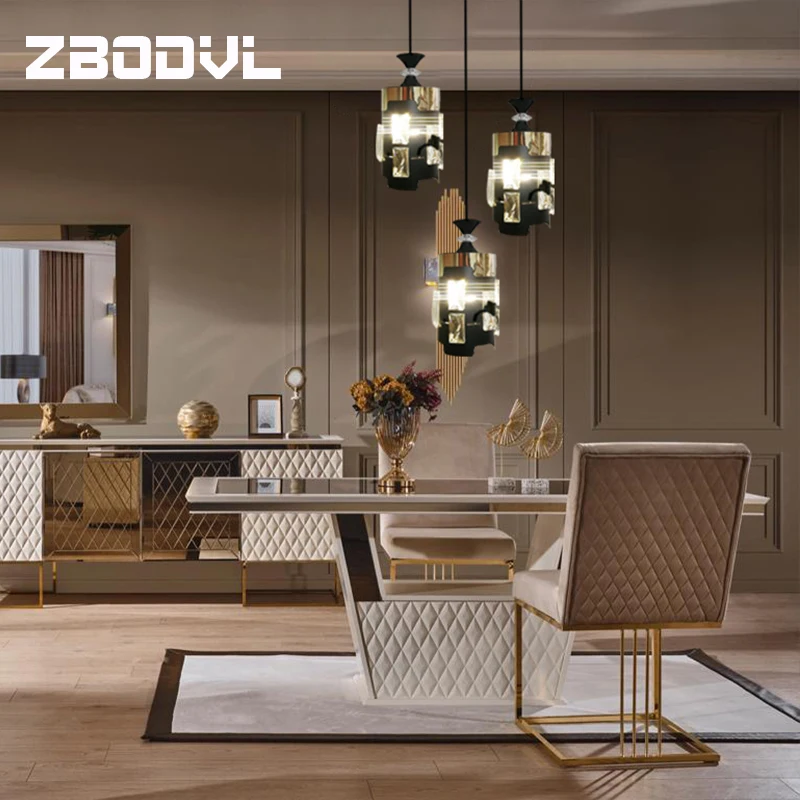 

New Classical Post Modern Crystal Pendant Light Dining E27 Pendant Lamp Coffee Bar Hanging Lamps Gold Stainless Steel Lampshade