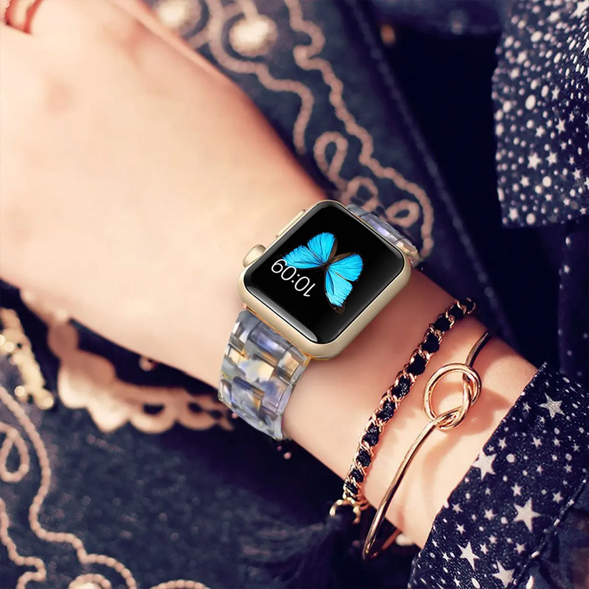 

Transparent Resin Watch Strap for apple watch band 42mm 38mm Bracelet Band for Apple Watch 44mm 40mm Women Men Wrist Straps