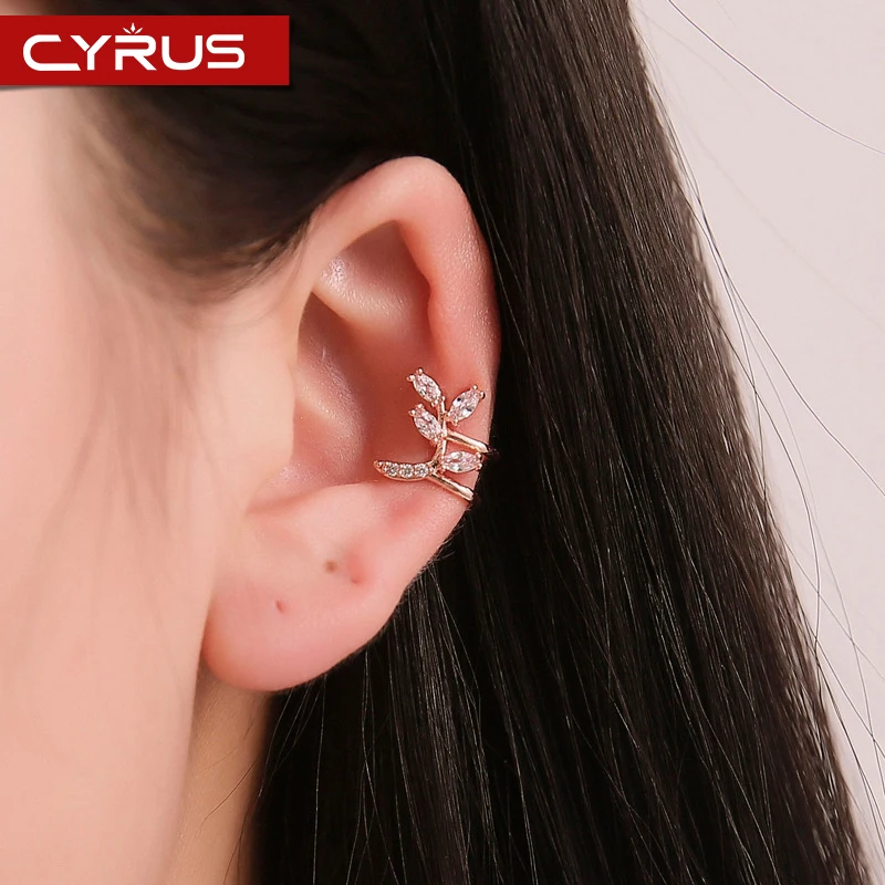 Серьги в форме листа наручники Стразы клипсы для ушей элегантные Клипсы женщин