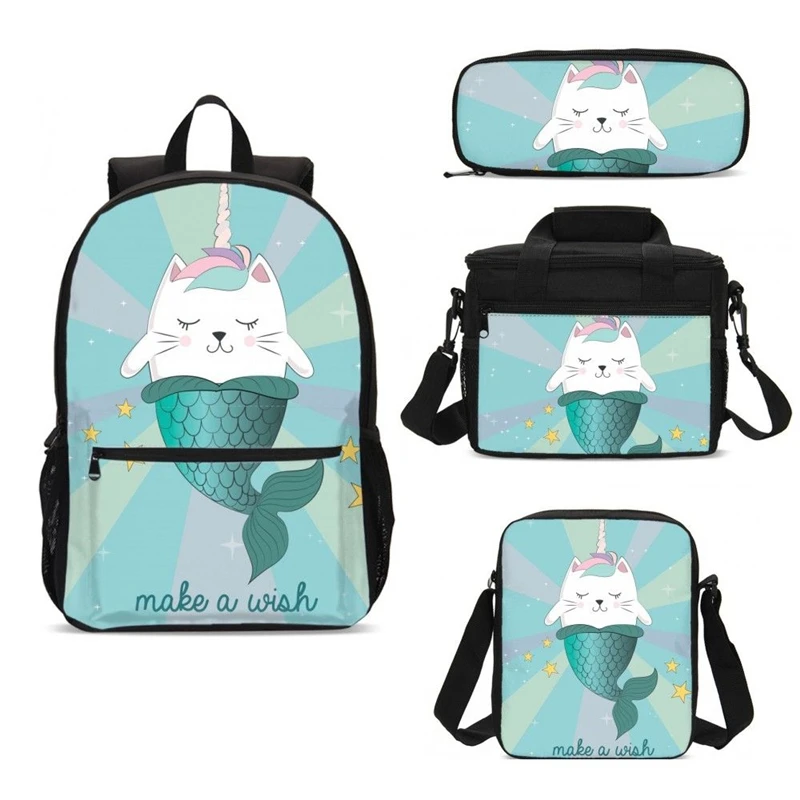 4 шт./компл. портфель для школы сумка девочек и мальчиков милый мультяшный рюкзак