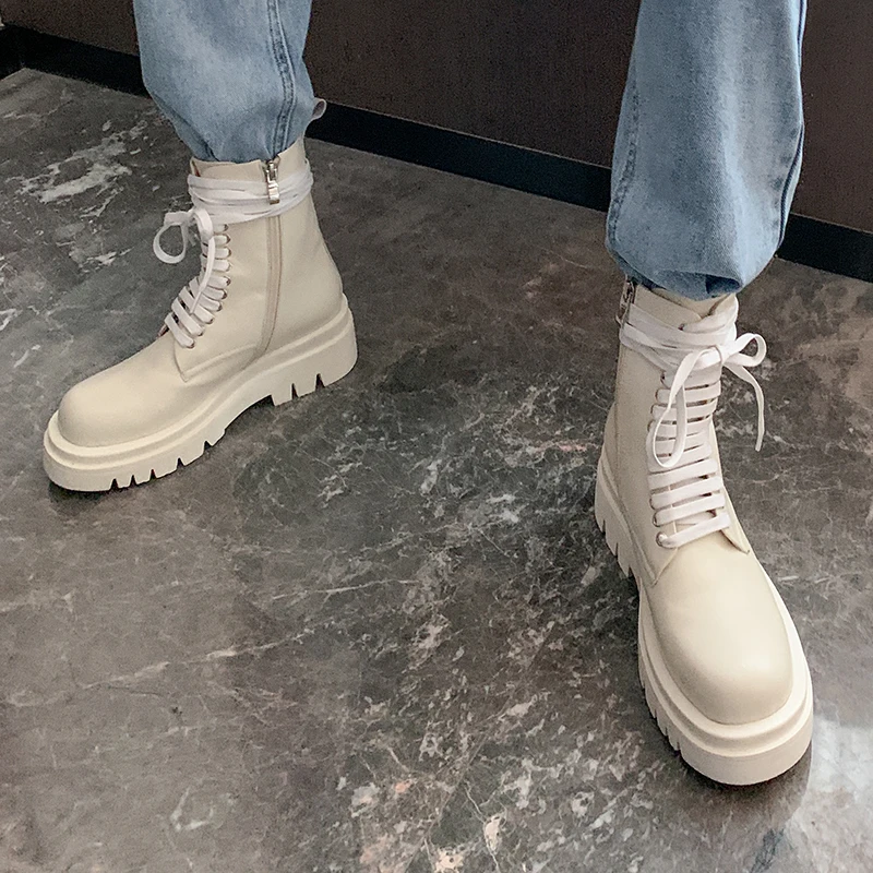 Harga Ukuran 34-43 INS Panas Wanita Sepatu Bot Kulit Sapi Atas Sepatu Musim Gugur Dan Musim Dingin Wanita Sepatu Hak Tebal Elastis Sepatu Boot Pendek Boot