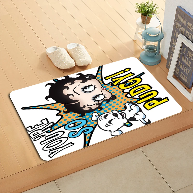 

Custom Betty Boop Doormat Floor/Bath/Kitchen/Beach Mat Flannel Sponge Fabric 3D Printed Shaggy Decoration For Bedroom 9-2