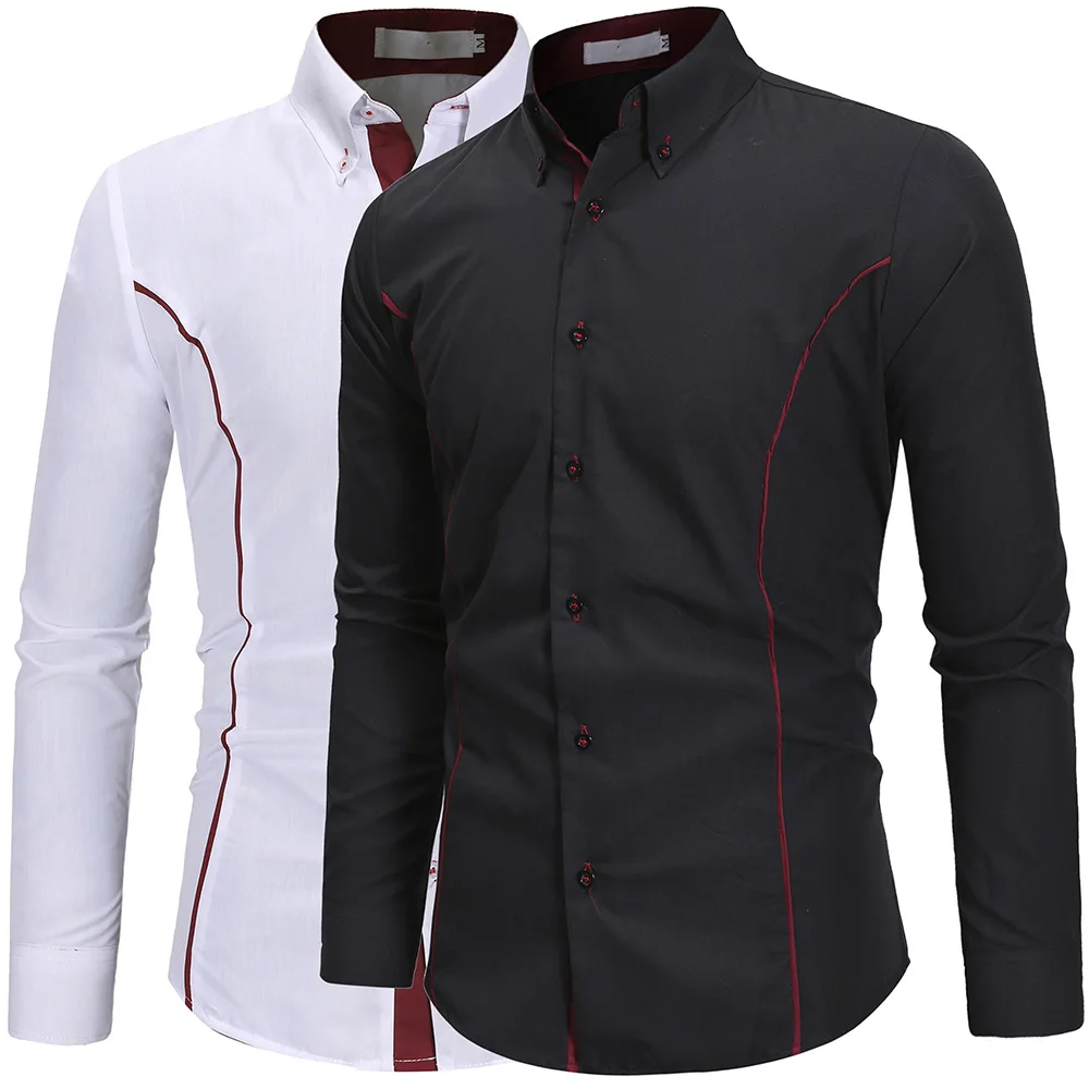 

New Men's Self-cultivation and Tailoring Personality Trimming Men's Casual Long Sleeve Shirt Luxury Classic Suit