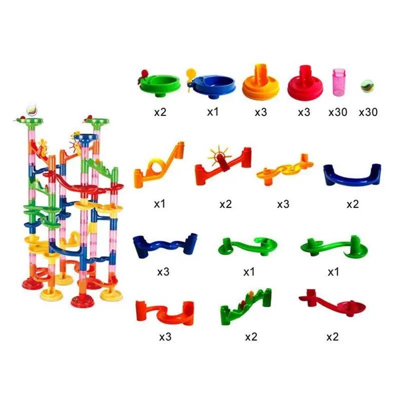 91 шт. Строительные блоки DIY мяч трек цепи мрамор гоночная башня игрушка детский