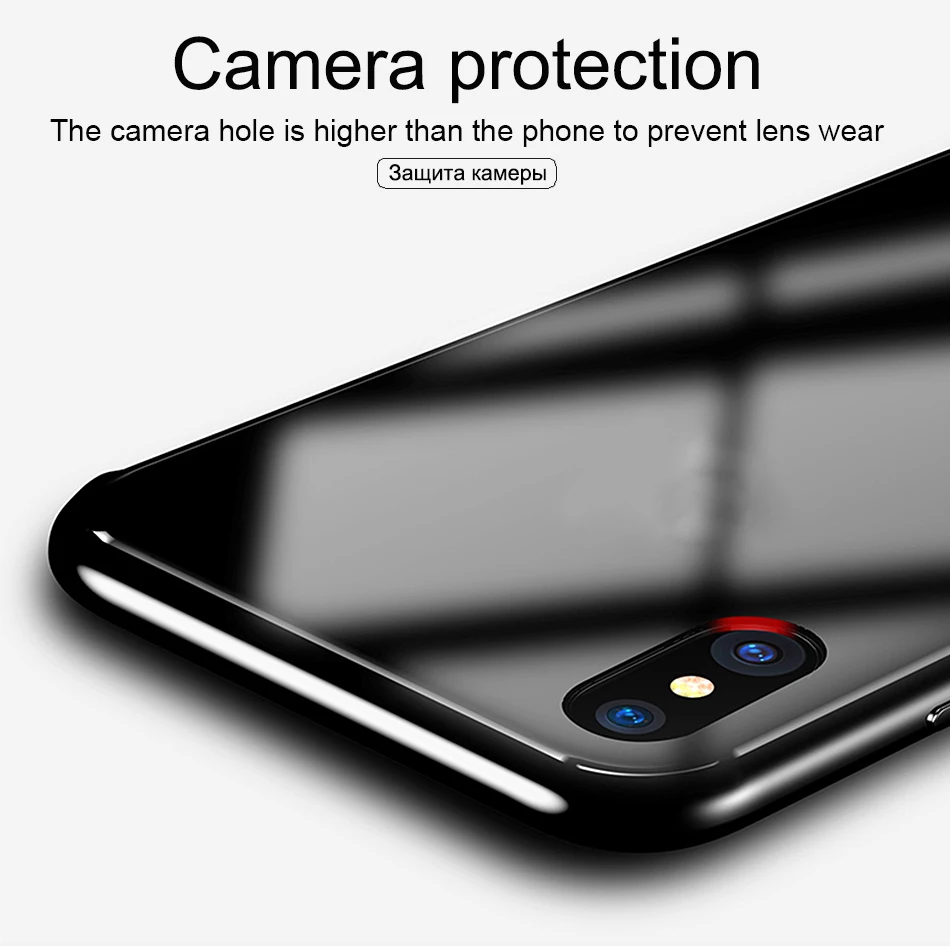 Роскошный чехол из закаленного стекла для телефона для iPhone 6 6s 7 8 Plus Ultra Slim покрытие Глянцевая черный, красный для iPhone x xs xr max чехол Крышка