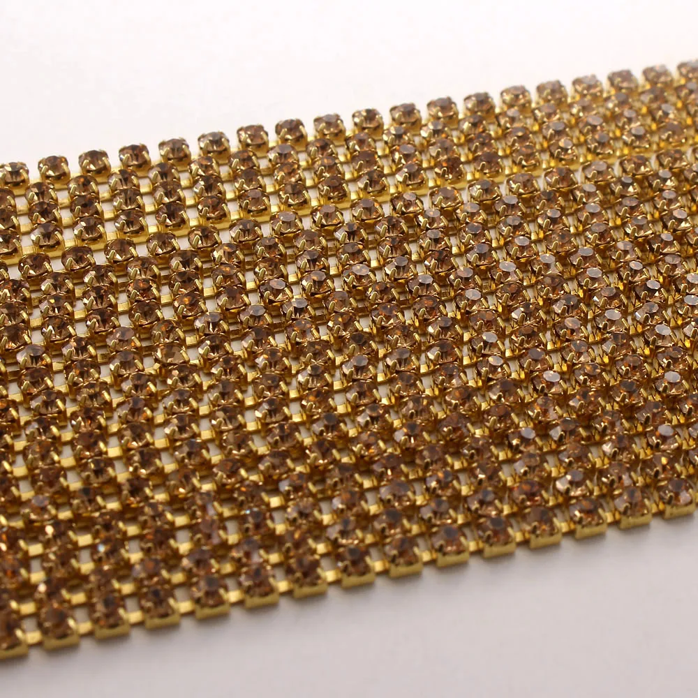 10Yard Topaz Yellow Claw Crystal Rhinestones Chain Gradient DIY Dense Gold Base Rhineston For Garment&ampBag Art Decoration | Дом и сад