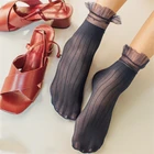 Женские прозрачные сетчатые носки из стекла и шелка, летние однотонные носки со стразами и кружевом для женщин, новые эластичные сексуальные ультратонкие носки