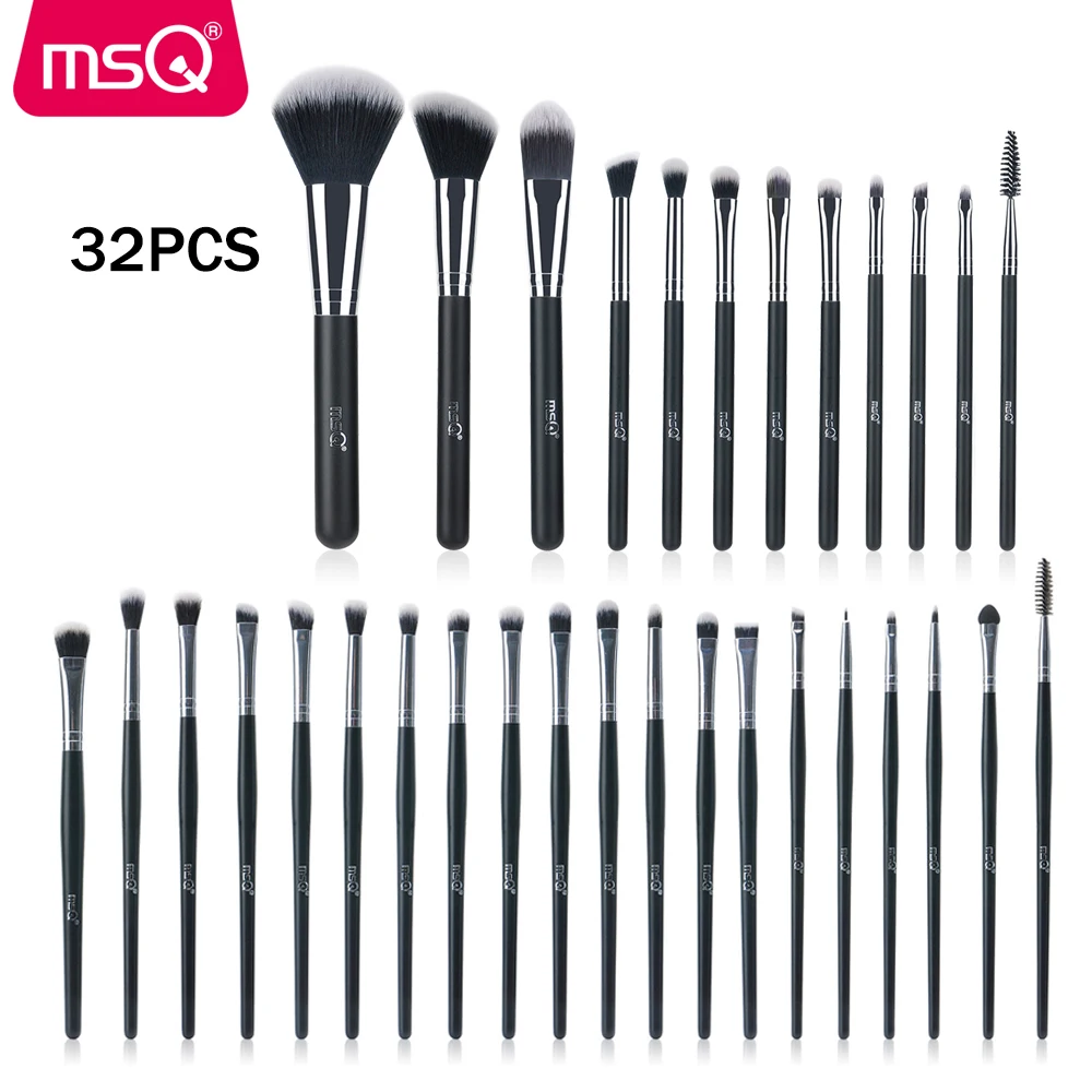 32PCS MSQ набор кистей для макияжа, основа, подводка для глаз, тени для век, скульптурная кисть для смешивания, 35 шт., 32 шт., 27 шт., Кисть для макияжа, синтетические волосы - Handle Color: 32PCS
