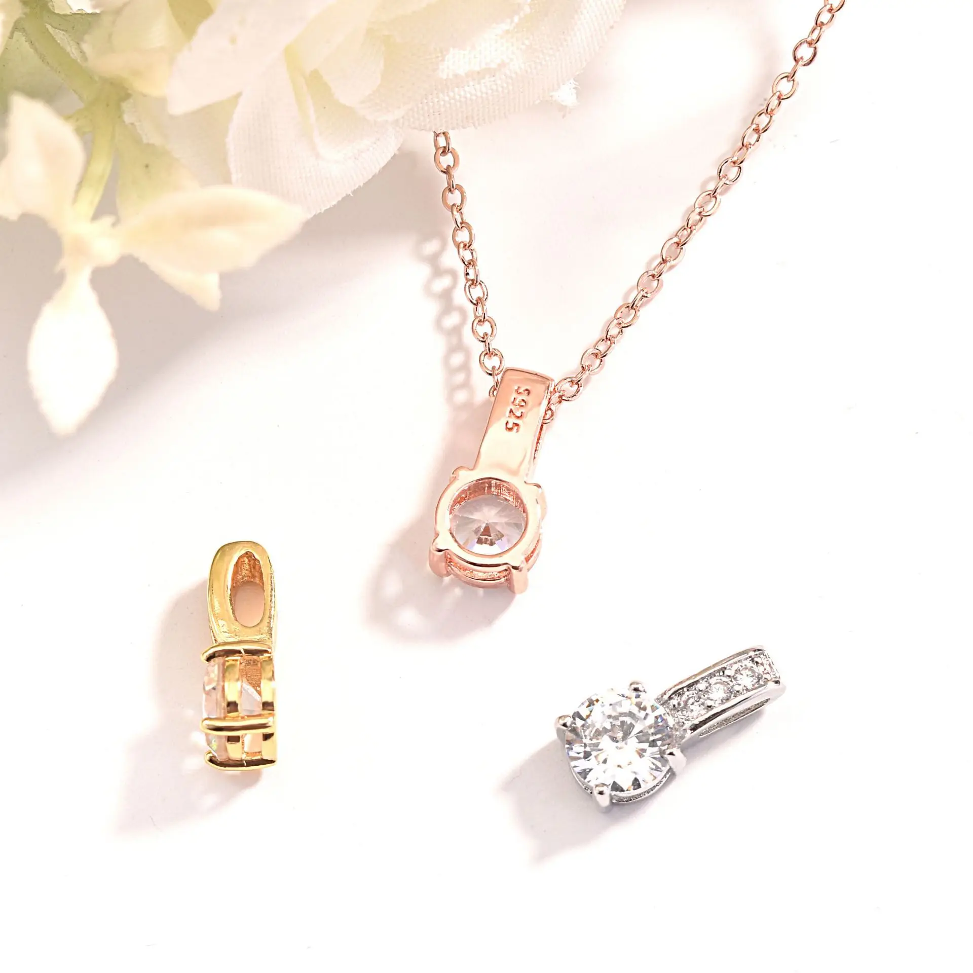 14K розовое золото ожерелье с драгоценными камнями кулон для женщин Colgante Plata De Ley Mujer Серебро S925 ювелирные изделия пирсционки ювелирные изделия кулон