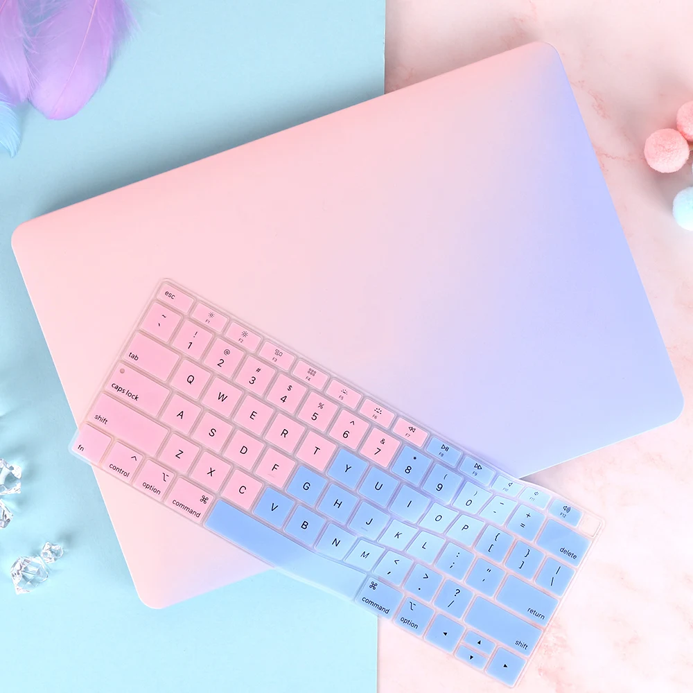 Gradient Pink Redlai матовый чехол для Macbook Air 13 A1932 Pro 13 15 retina 12 дюймов с бесплатной клавиатурой чехол для ноутбука - Цвет: Gradient Pink