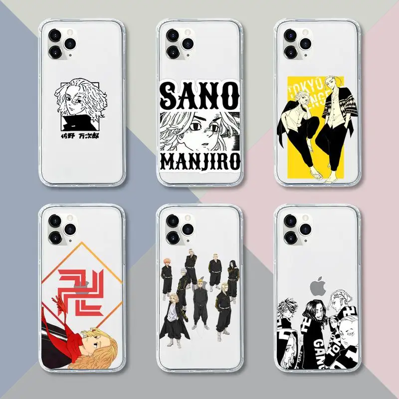 

Tokyo Revengers Manga Phone Case Transparent For iPhone 12 11 pro mini XS XR X max 5 6 s 7 8 plus Soft TPU Clear Mobile bags