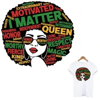 cool black queen heat transfer sticker print on women t shirt hoodies iron on patches for clothing fashion black lady appliqued