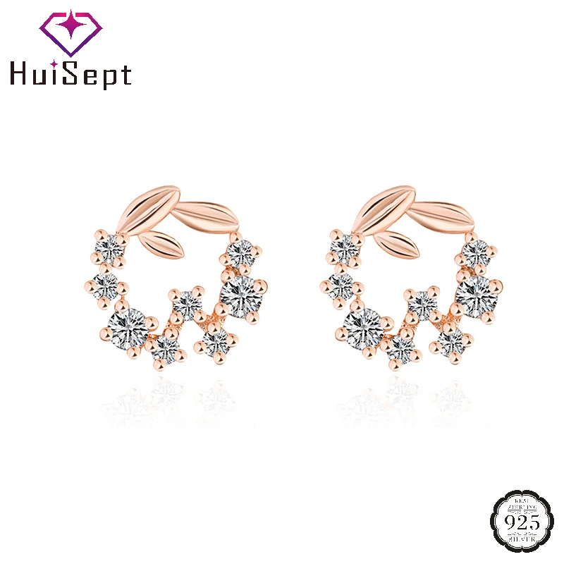

HuiSept Fashion Women Earrings 925 Silver Jewelry with Zircon Gemstone Stud Earrings for Wedding Party Promise Gift Accessories
