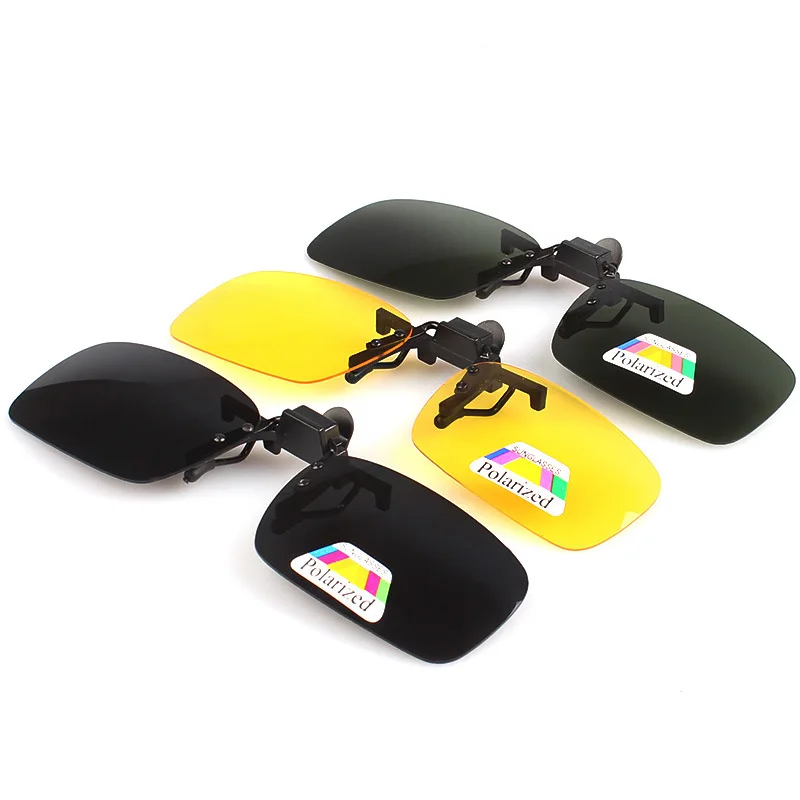 Высококачественные поляризованные солнцезащитные очки es Clip on Dark Vision Lens glass es Flip для ночного вождения стекло черное легкое анти-UVA объектив 030-001