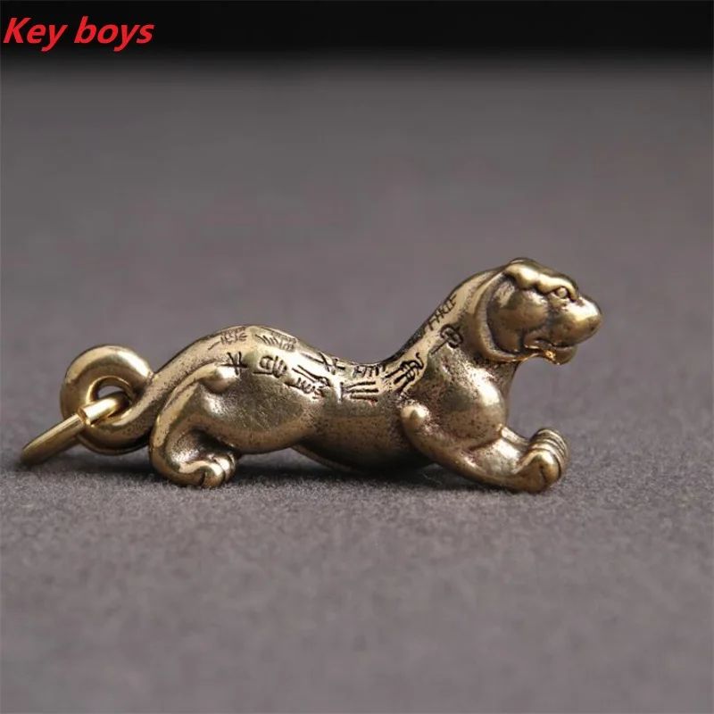 Латунный изысканный брелок с имитацией тигра династии Цинь ретро латунный кулон