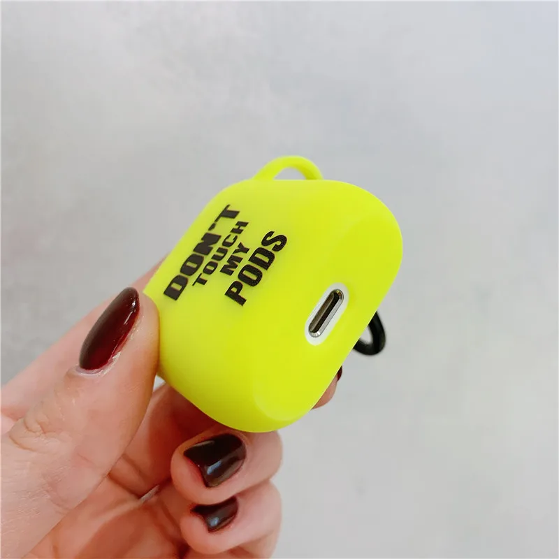 Модный флуоресцентный цветной простой чехол с надписью для Airpods, милый мультяшный bluetooth-наушник, защитный чехол для Airpod 2, мягкий чехол