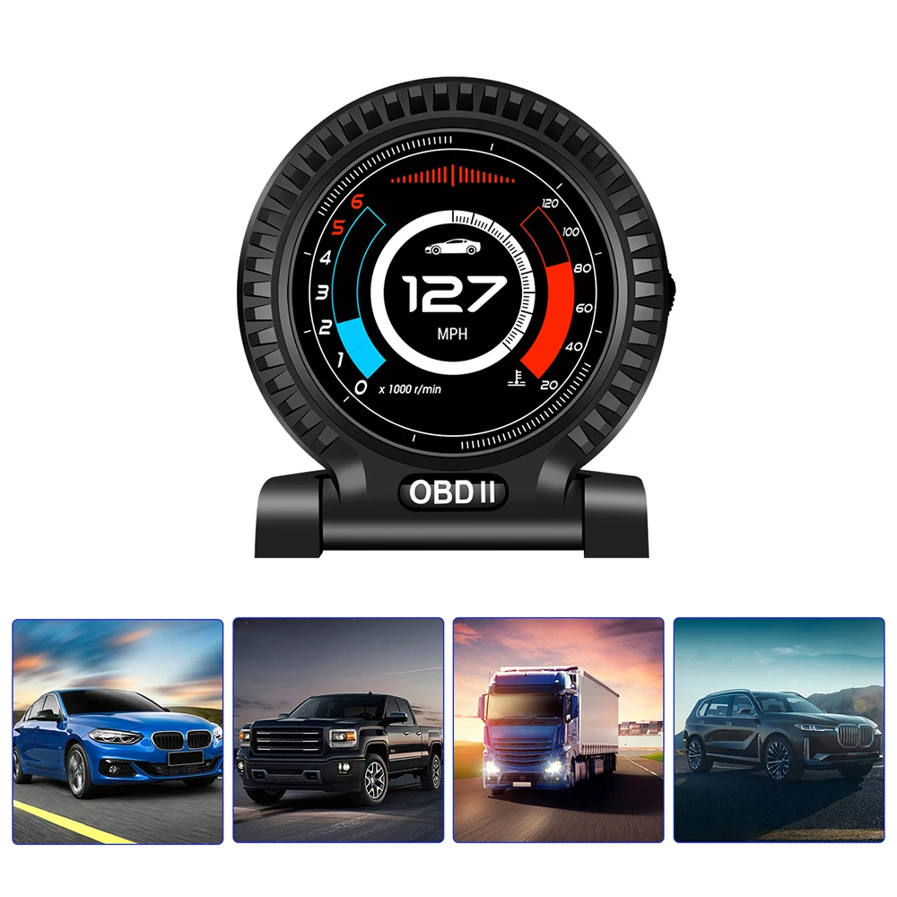 

Auto On-board Computer Digital Car Speedometer RPM MPH Fuel Consumption Turbo Temperature HUD OBD2 Head-up Display Smart Gauges