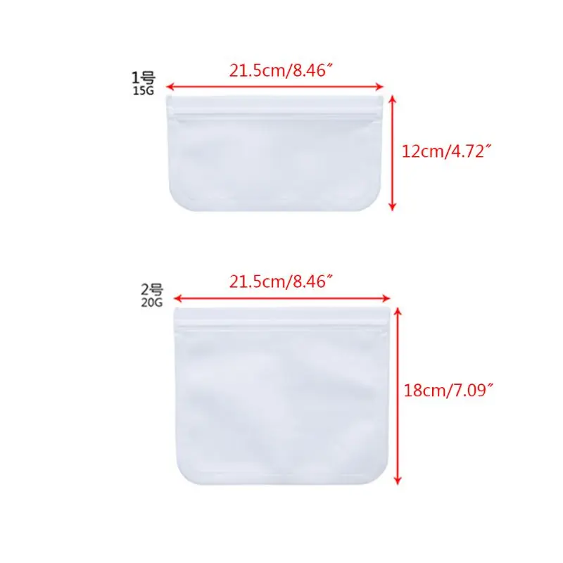 

1 Set Translucent Frosted PEVA Food Storage Bag Reusable Refrigerator Self-sealing Bag for Home Kitchen Vegetable Fruits