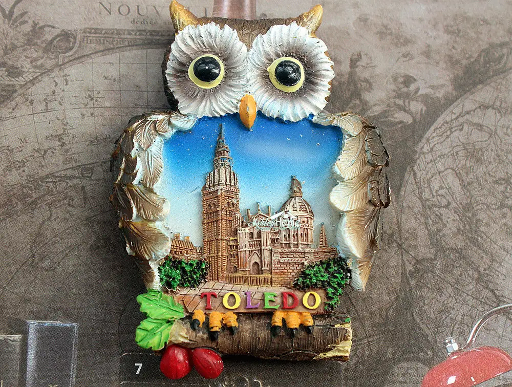 

Туристический сувенир Toledo в Испании, 3D Сова из смолы, искусственный Подарок, Идея для домашнего декора
