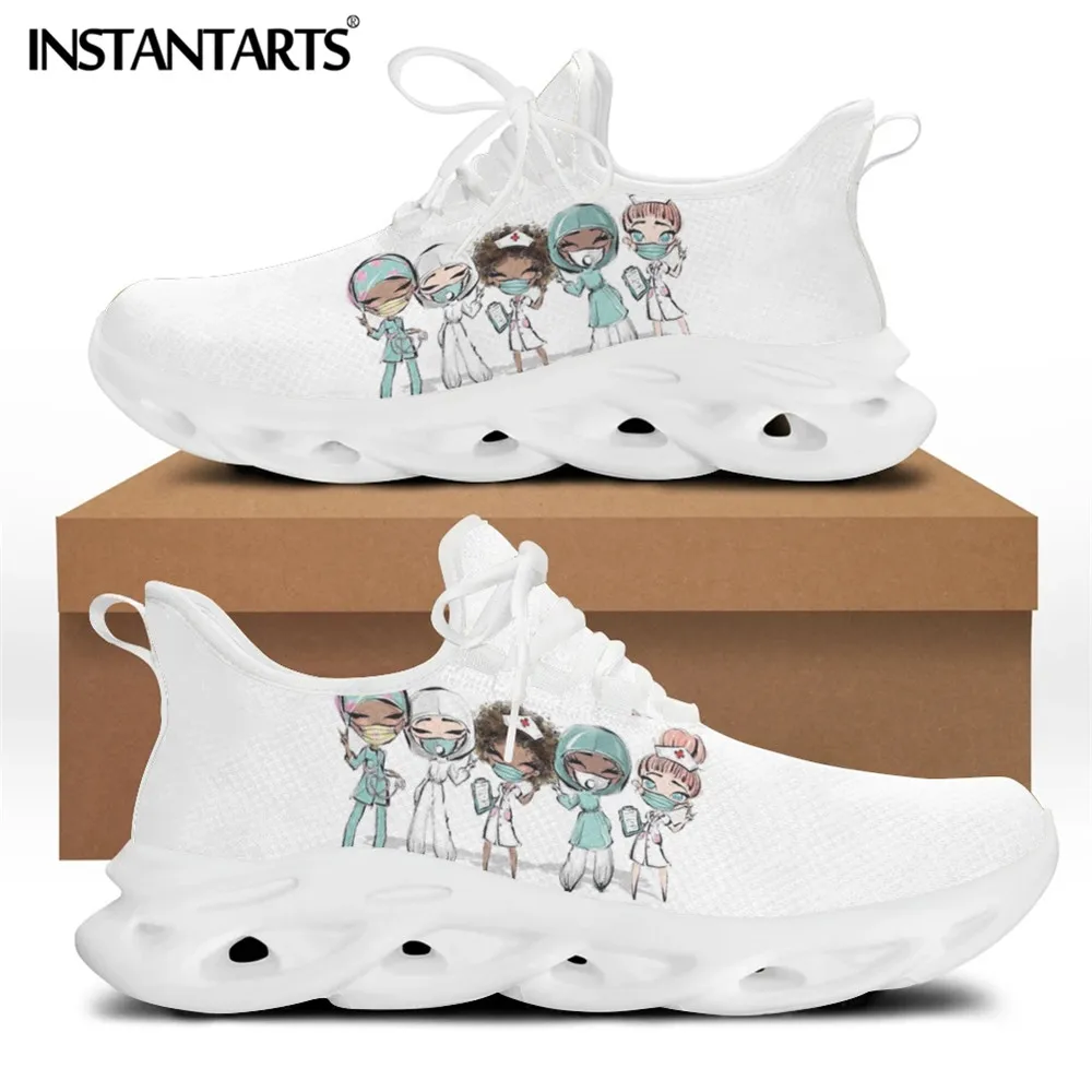 

Женские кроссовки на шнуровке INSTANTARTS, Белые кеды для медсестер, с принтом для врачей