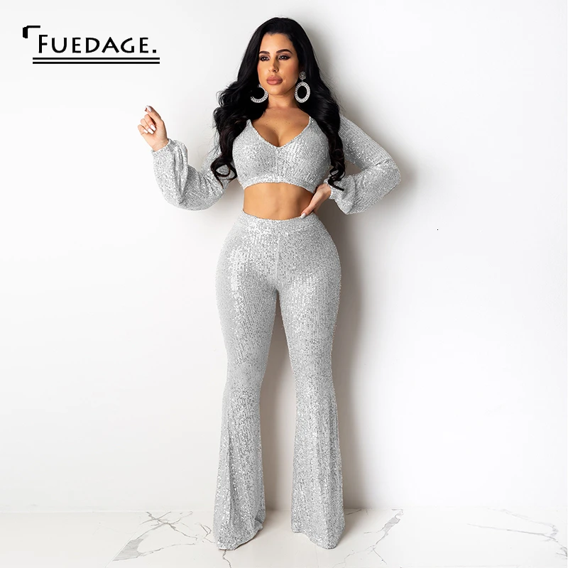 Fuedage/осенний комплект из двух предметов с блестками Женский Блестящий блестящий 2