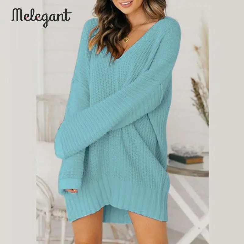 Mэлегантный вязаный негабаритный 2019 зимний женский свитер Длинные белые модные